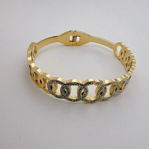 Women Gold Bangle stainless steel with zirconia